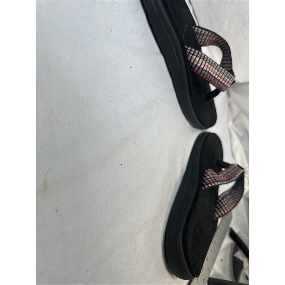 Teva Olowahu Womens Size 8 Black Multi Color Striped Mush Sole Flip Flop Sandals - Picture 10 of 10